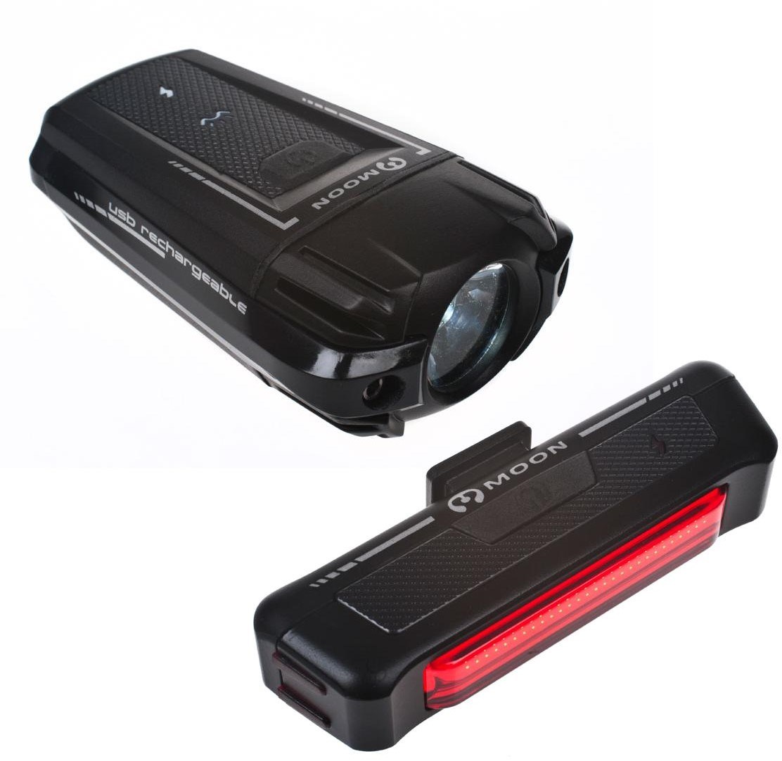 Moon Meteor 200 Lumens Front and Comet 35 Lumens Rear USB Rechargeable Light Set