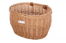 Bobbin Market Wicker Oval Basket with Leather Straps