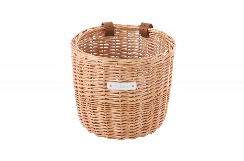 Bobbin Orchard Wicker Round Basket with Leather Straps