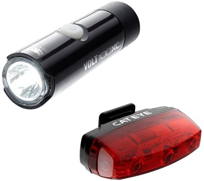 Cateye Volt 100 XC Front / Rapid Micro Rear USB Rechargeable Bike Light Set