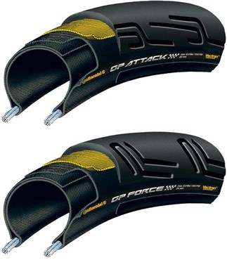 Continental Grand Prix Attack and Force II Set - Front and Rear Black Chili Tyres