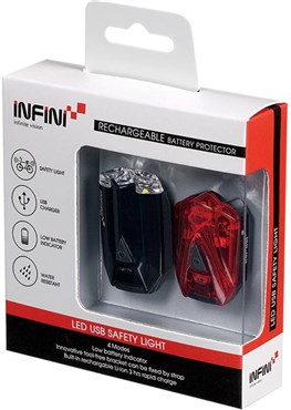 Infini Lava Twin Pack Micro Front and Rear USB Rechargeable Light Set