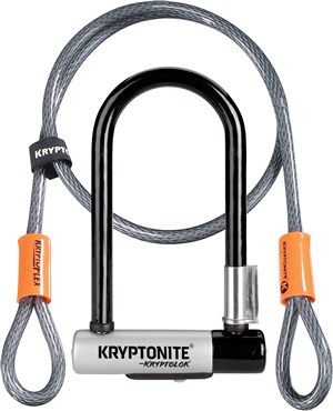 Kryptonite Kryptolok Mini U-lock with 4 Foot Flex Cable and Flexframe Bracket - Sold Secure Gold