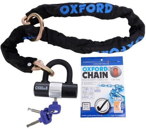 Oxford Chain8 Sold Secure Pedal Cycle Silver Chain Lock With Padlock