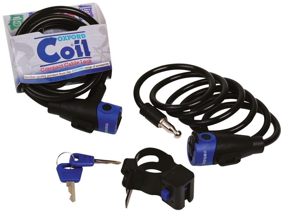 Oxford Coil Cable Lock With QR Jubilee Clip-Style Bracket