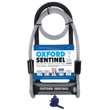 Oxford Sentinel U Lock and Cable Duo - Silver Sold Secure Rating