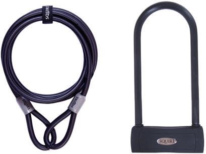 Squire Hammerhead Shackle Lock and 10c Extender Cable Value Pack -  Sold Secure Gold