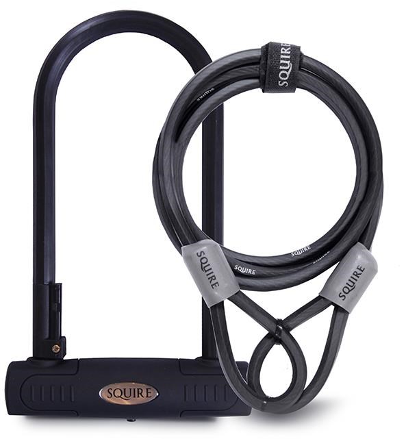 Squire Reef Shackle Lock & 10c Extender Cable - Sold Secure Silver