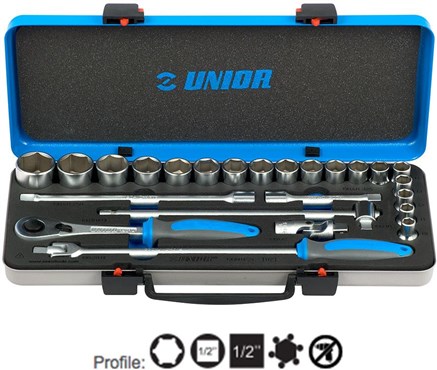 Unior Socket Set 1/2" in Metal Box - 190BI6P24