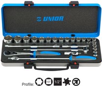 Unior Socket Set 1/2" in Metal Box - 190BI6P24