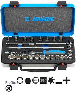 Unior Socket Set 3/8" In Metal Box